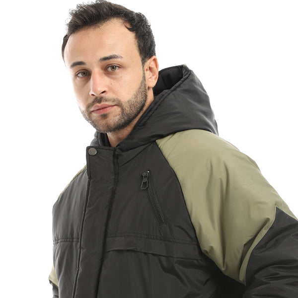 Hooded_Waterproof_Zipper_Closure_Jacket-Black_&_Light_Green_