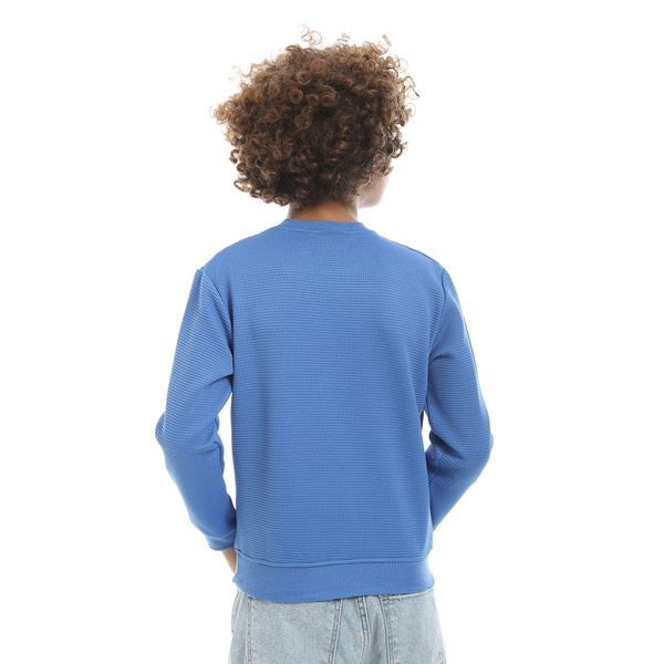 Blue_Round_Collar_Self_Patterned_Long_Sleeves_Pullover_Blue