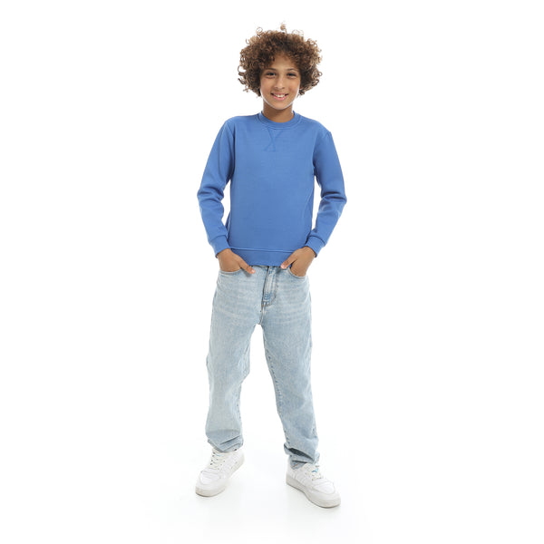 Blue_Round_Collar_Self_Patterned_Long_Sleeves_Pullover_Blue