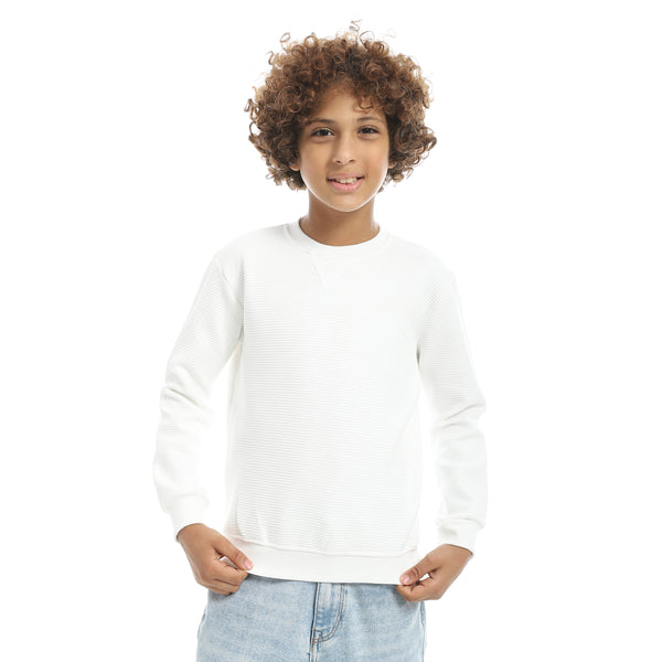 Round_Collar_Fleeced_Self_Patterened_Plain_Pullover_-_White