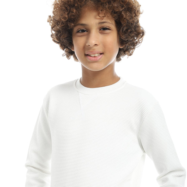 Round_Collar_Fleeced_Self_Patterened_Plain_Pullover_-_White