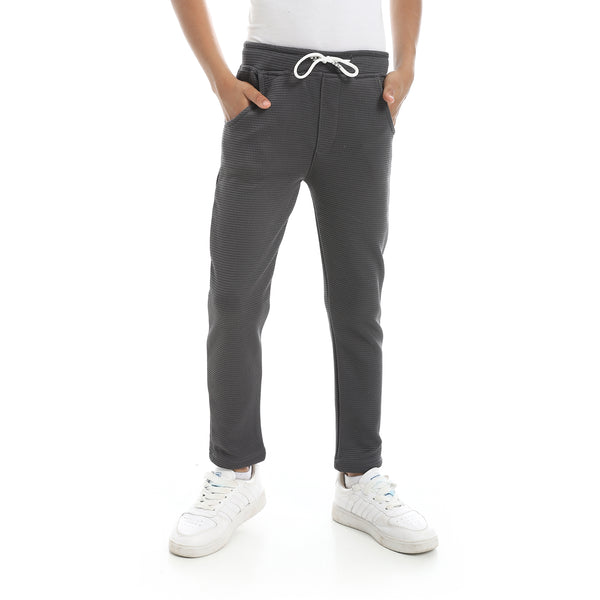 Self_Patterened_Dark_Grey_Elastic_Waist_Casual_Pants_Gray