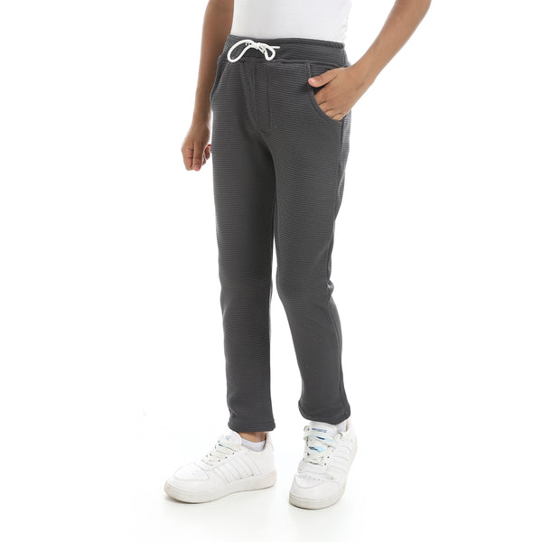 Self_Patterened_Dark_Grey_Elastic_Waist_Casual_Pants_Gray
