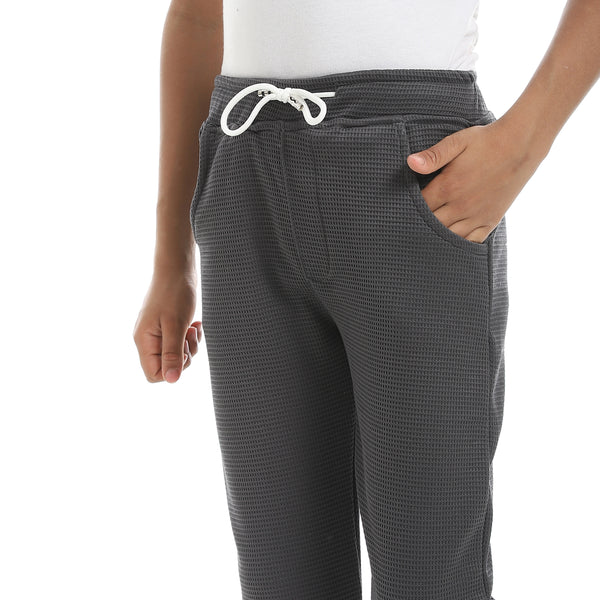 Self_Patterened_Dark_Grey_Elastic_Waist_Casual_Pants_Gray