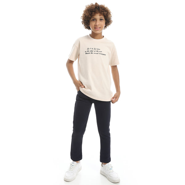 Self_Patterened_Navy_Elastic_Waist_Casual_Pants_Blue