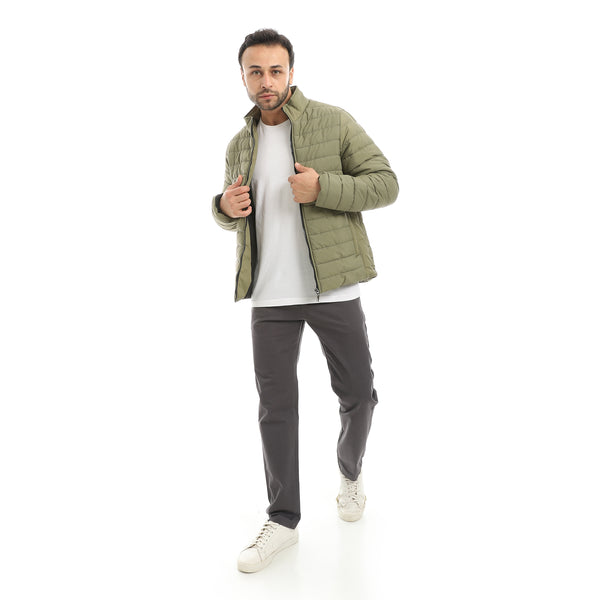 Pump_Self_Patterned_Long_Sleeves_Jacket_-_olive