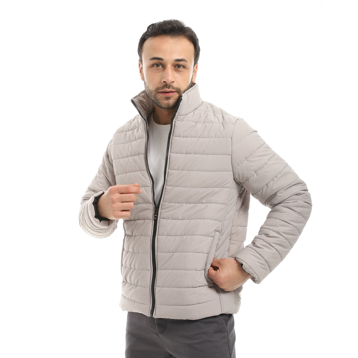 Pump_Self_Patterned_Long_Sleeves_Jacket_-_silver