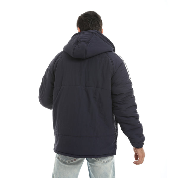 Navy_Stylish_Buttons_And_Zipper_Closure_Hooded_Jacket-Navy