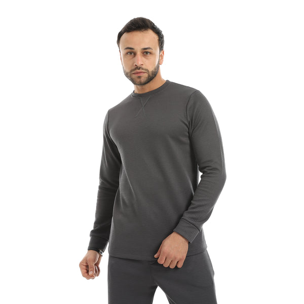 Dark_Grey_Round_Collar_Long_Sleeves_Plain_Sweatshirt-Dark_Grey