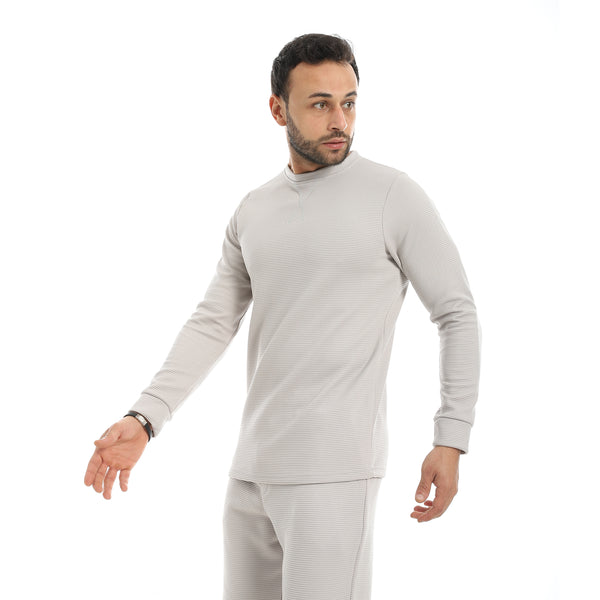 Light_Grey_Round_Collar_Long_Sleeves_Plain_Sweatshirt-Silver