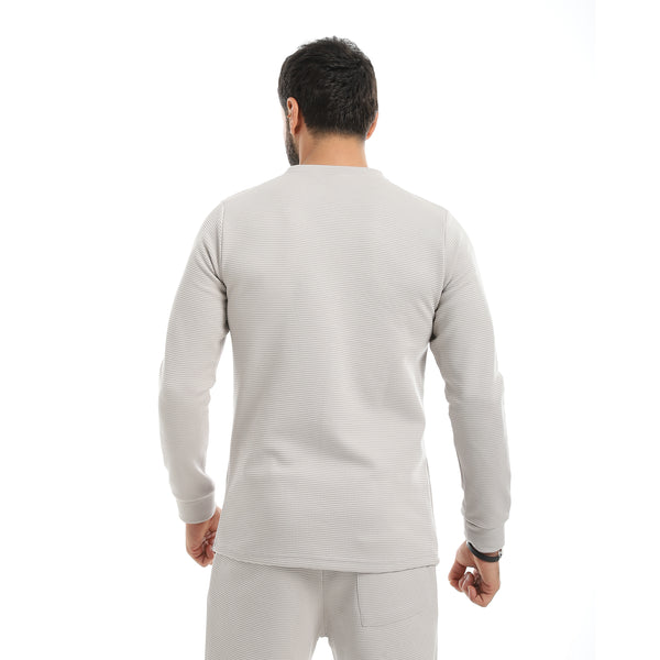 Light_Grey_Round_Collar_Long_Sleeves_Plain_Sweatshirt-Silver