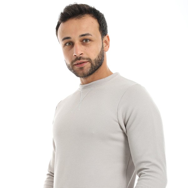 Light_Grey_Round_Collar_Long_Sleeves_Plain_Sweatshirt-Silver