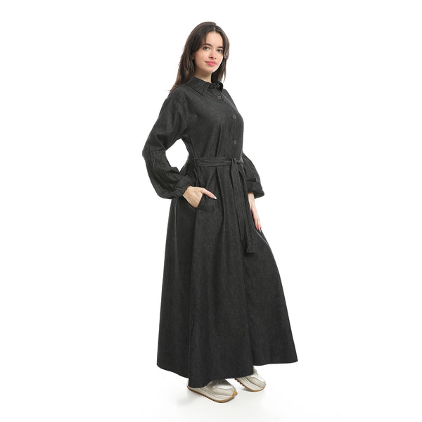 Dark_Grey_Long_Sleeves_Buttons_Closure_Denim_Dress-Dark_Grey