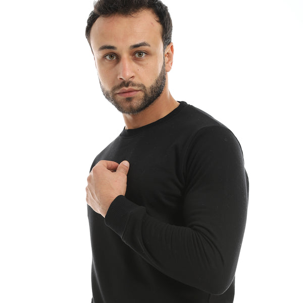 Basic_Plain_Round_Collar_Black_Sweatshirt-Black