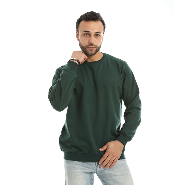 Basic_Plain_Round_Collar_Olive_Sweatshirt-Olive