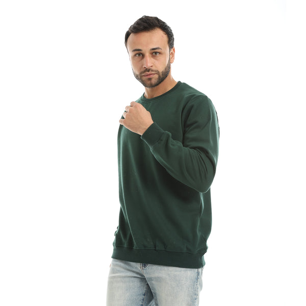 Basic_Plain_Round_Collar_Olive_Sweatshirt-Olive