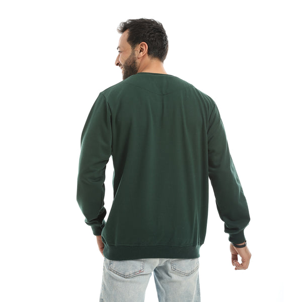 Basic_Plain_Round_Collar_Olive_Sweatshirt-Olive