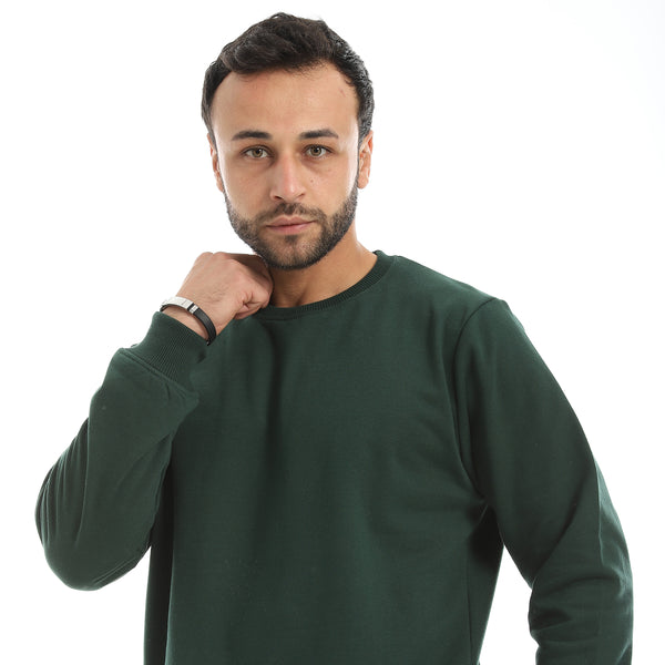 Basic_Plain_Round_Collar_Olive_Sweatshirt-Olive
