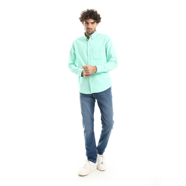 Casual_Aqua_Blue_Long_Sleeve_Shirt-Aqua_Blue