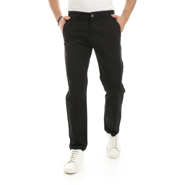 Gabardine_Buttons_&_Zipper_Closure_Regular_Fit_Pants-Black