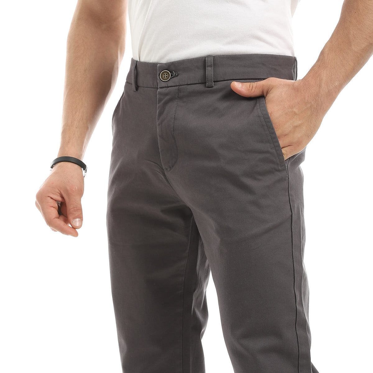 Gabardine_Buttons_&_Zipper_Closure_Regular_Fit_Pants-Dark_Grey_ – Andora