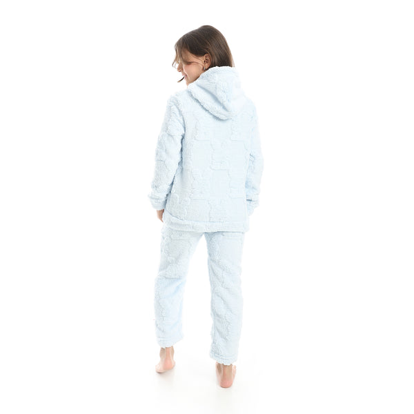 Self_Patterened_Long_Sleeves_Hooded_Pijama-Light_Blue