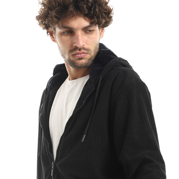 Ribbed_Style_Zip_Hoodie_Jacket_-_Black