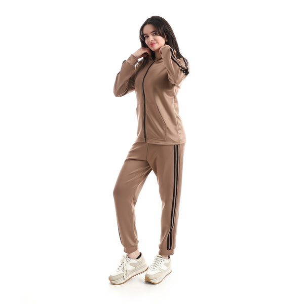 Long_Sleeves_Hooded_Zipped_Tracksuit-Coffee_Brown