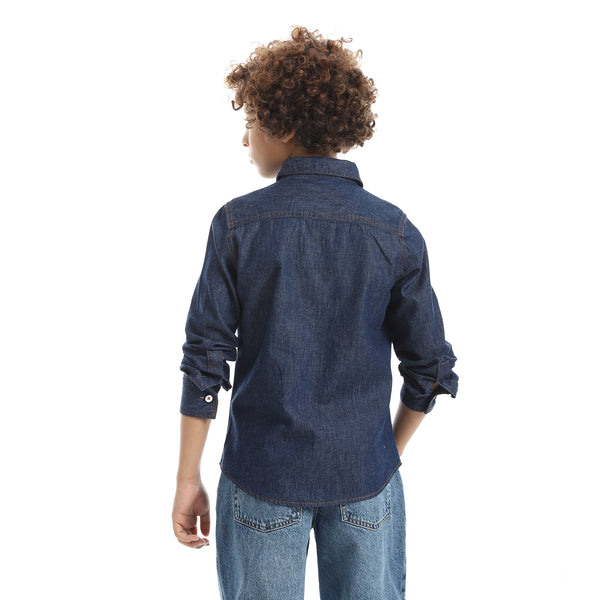 Casual_Long-Sleeve_Boy's_Shirt_-_Dark_Blue