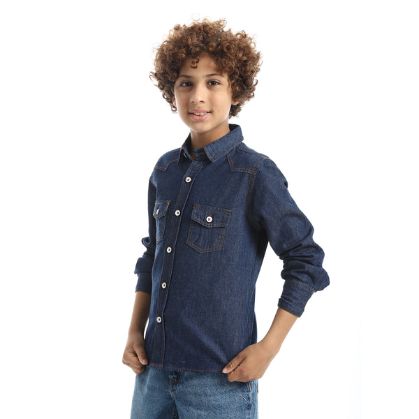 Casual_Long-Sleeve_Boy's_Shirt_-_Dark_Blue