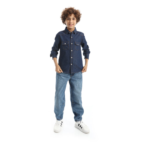 Casual_Long-Sleeve_Boy's_Shirt_-_Dark_Blue