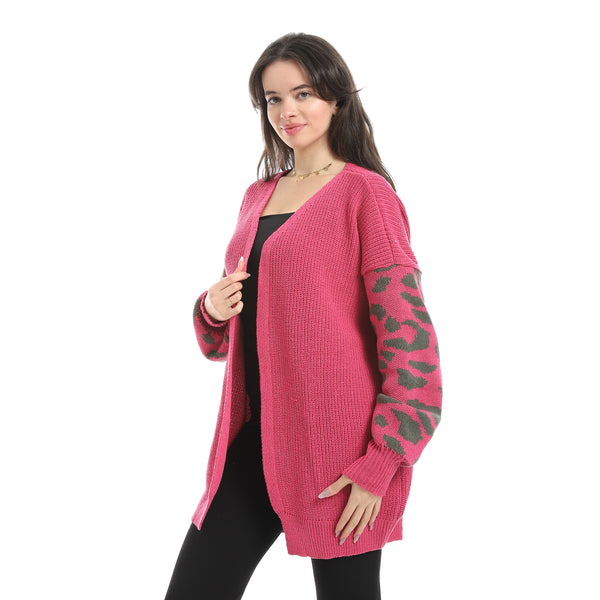 Fuchsia_Open_Neckline_Slip_On_Loose_Fit_Cardigan-Fuchsia