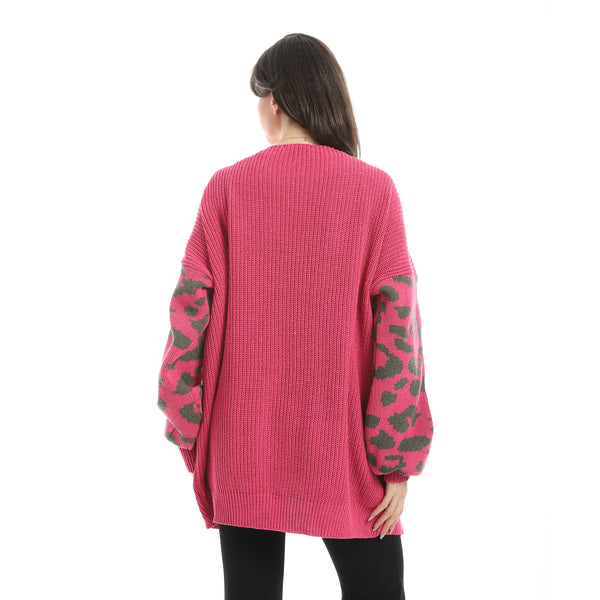 Fuchsia_Open_Neckline_Slip_On_Loose_Fit_Cardigan-Fuchsia
