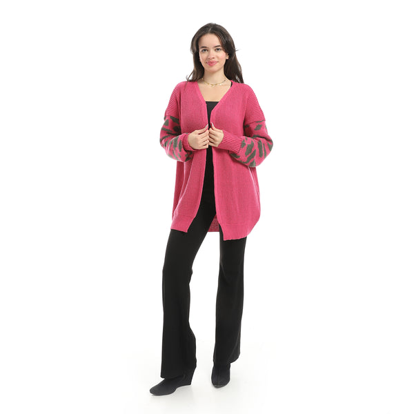 Fuchsia_Open_Neckline_Slip_On_Loose_Fit_Cardigan-Fuchsia