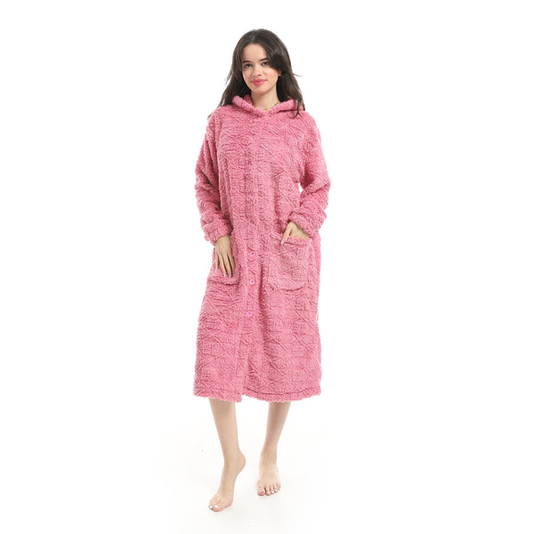 Kashmir_Hooded_Textured_Velvet_Sleepshirt-Pink