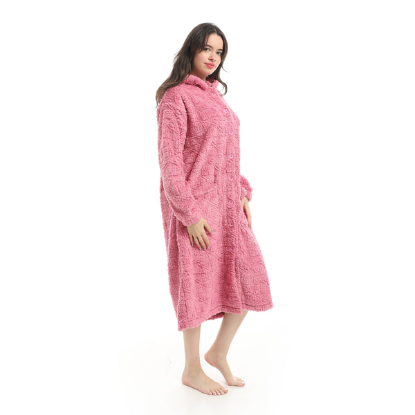 Kashmir_Hooded_Textured_Velvet_Sleepshirt-Pink
