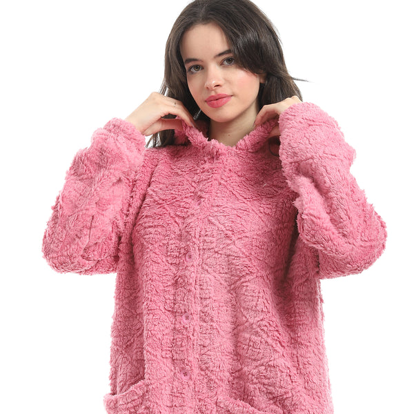 Kashmir_Hooded_Textured_Velvet_Sleepshirt-Pink