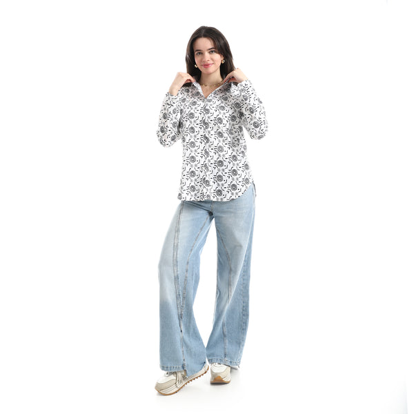 Self_Pattern_Button_Shirt_-_White_&_Black