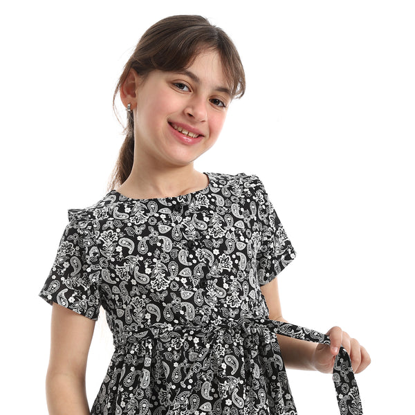 Crew_Neck_Patterned_Dress___Black_&_White