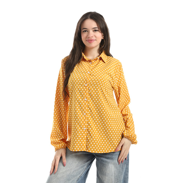 Polka_Dot_Buttons_Closure_Shirt_-_Yellow_&_White