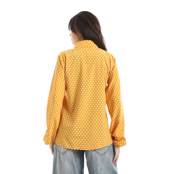 Polka_Dot_Buttons_Closure_Shirt_-_Yellow_&_White