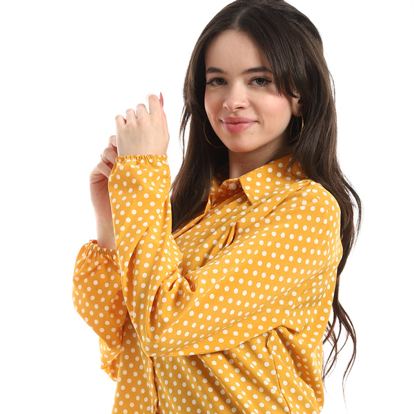 Polka_Dot_Buttons_Closure_Shirt_-_Yellow_&_White