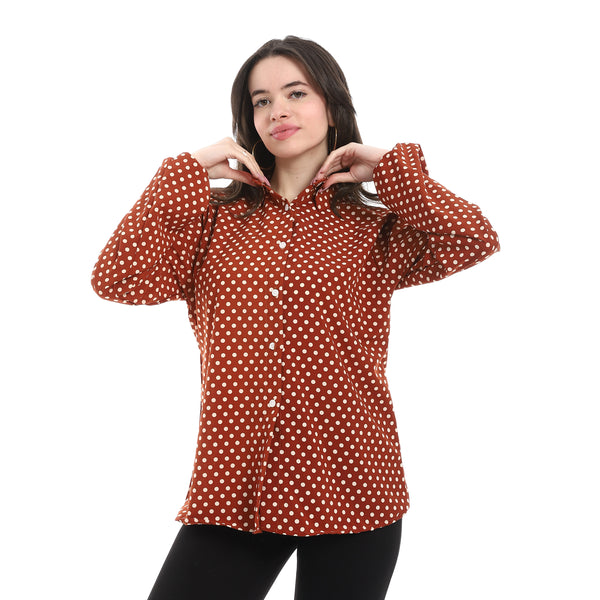 Polka_Dot_Casual_Blosue_-_Maroon_&_White