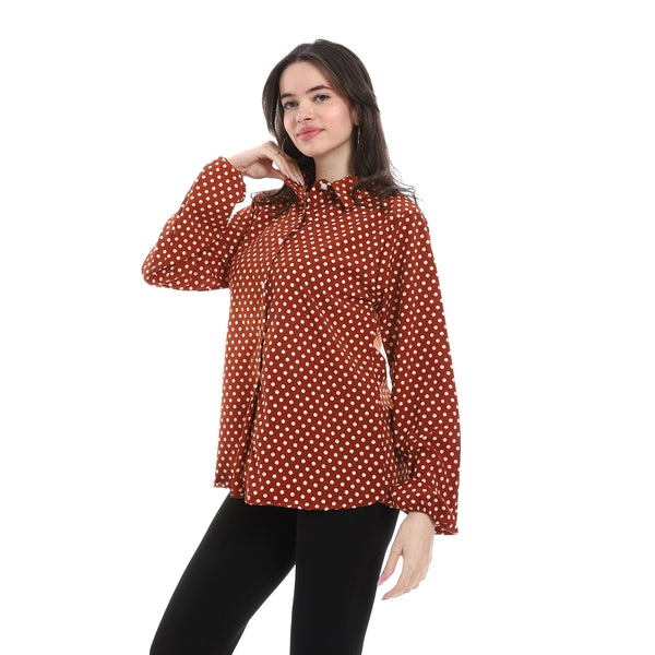 Polka_Dot_Casual_Blosue_-_Maroon_&_White
