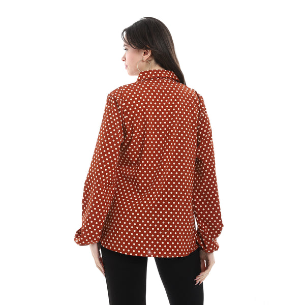 Polka_Dot_Casual_Blosue_-_Maroon_&_White