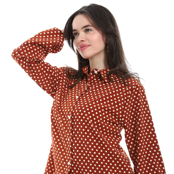 Polka_Dot_Casual_Blosue_-_Maroon_&_White