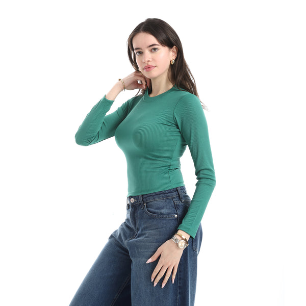 Green_Long_Sleeve_Ribbed_Top_-_Green