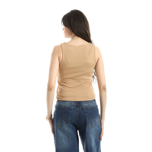 Ribbed_Basic_Top_For_Women_-_Beige