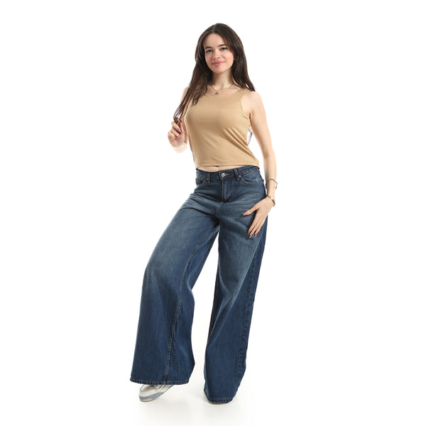 Ribbed_Basic_Top_For_Women_-_Beige