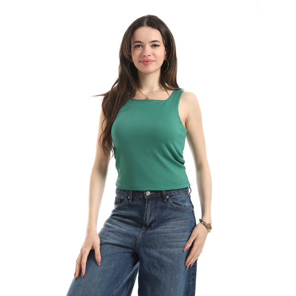 Ribbed_Basic_Top_For_Women_-_Green